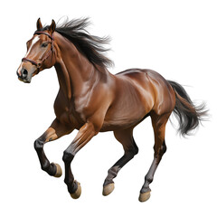 Brown Horse in Motion Isolated on Transparent Background, Running Brown Horse Clipart, Galloping Brown Horse on Transparent Background