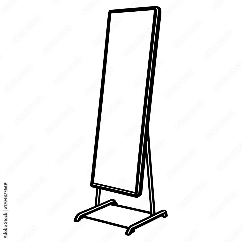 Aufkleber tall standing easel with a blank rectangular display panel isolated on white background silhouette
