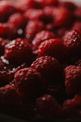 Fresh raspberry close up, organic berry, healthy food 