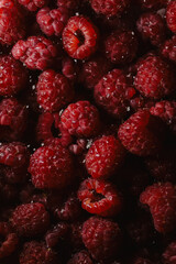Fresh raspberry close up, organic berry, healthy food 