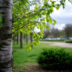 Fototapeta premium Spring Park Leaves