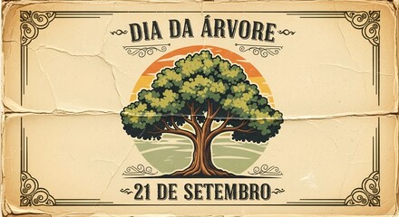 Vintage poster for brazil tree day celebration on september 21st