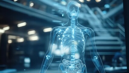 Human anatomy visualization of the human body in a futuristic setting. - Powered by Adobe