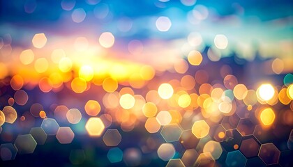 Colorful bokeh sunset city view