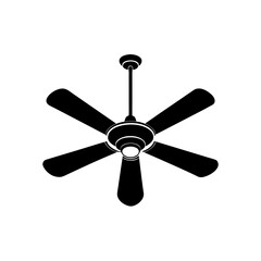 Obraz premium Ceiling fan with five blades on transparent background silhouette