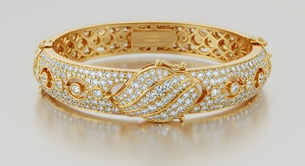 Elegant diamond and gold cuff bracelet.