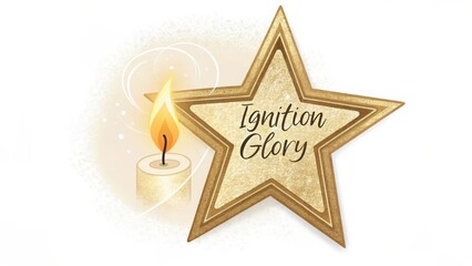 Shining Star with Candle Flame and Sparkling Ignition Glory Design