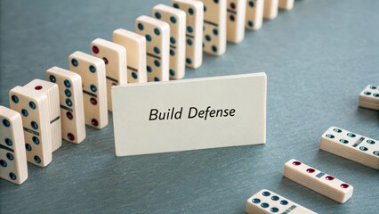 Strategic Planning for Defense Using Wooden Dominoes on Table