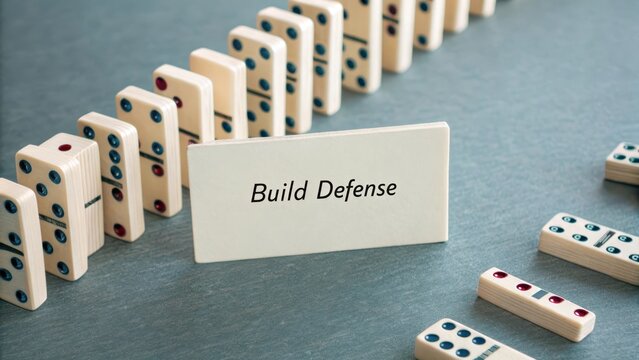 Strategic Planning for Defense Using Wooden Dominoes on Table