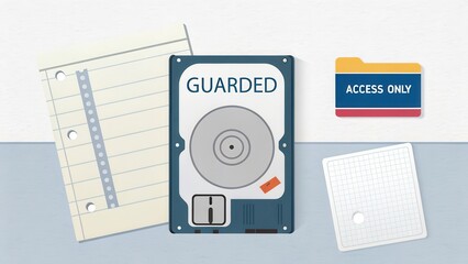 Secure Data Storage Concept with Hard Drive and Access Folder