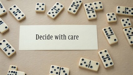 Thoughtful Decision Making with Dominoes on a Tan Background