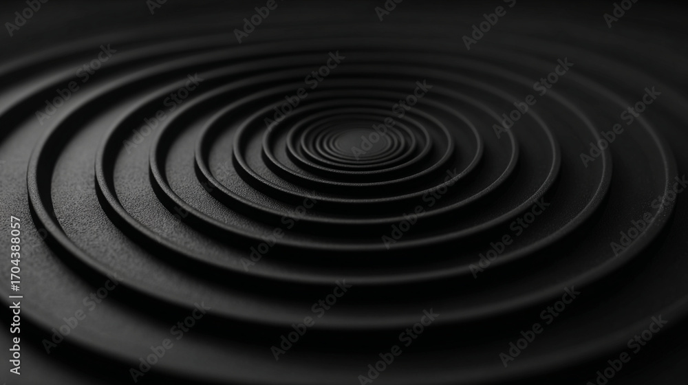 Poster a dark concentric circles pattern with a textured surface and subtle light variations in the image