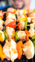Grilled skewers with chicken and vegetables