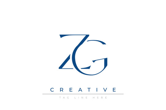 Blue stylized letters ZG combined in a modern design on a clean white background, evoking professionalism and creativity. Ideal for branding, business identity, and corporate representation concepts.