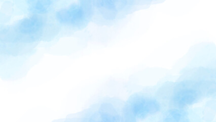 Blue Watercolor Sky Background with Clouds – Hand Painted Artistic Texture