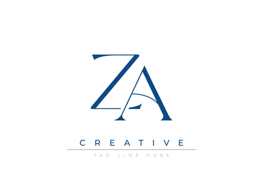 Blue stylized letters ZA combined in a modern design on a clean white background, evoking professionalism and creativity. Ideal for branding, business identity, and corporate representation concepts.