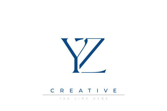 Blue stylized letters YZ combined in a modern design on a clean white background, evoking professionalism and creativity. Ideal for branding, business identity, and corporate representation concepts.
