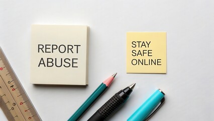 Note on online safety with messages about reporting abuse and awareness