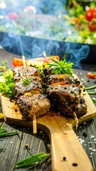 Grilled skewers with vegetables