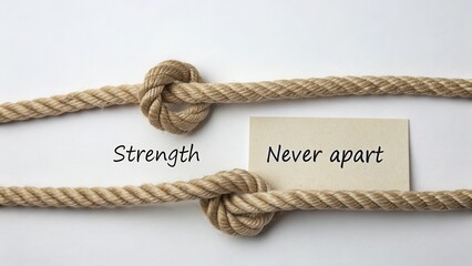 Strength and Connection Symbolized by Tied Rope and Card Message