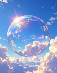 Colorful bubble sky scene