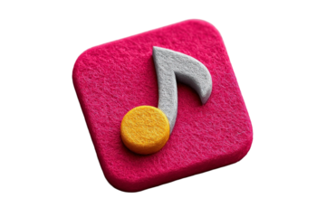 Colorful music note icon on vibrant background representing creativity, art, sound, and enjoyment in a playful and artistic design format.