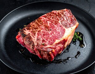 Grilled steak on a dark plate