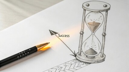 Time Management Concept with Hourglass and Success Illustration