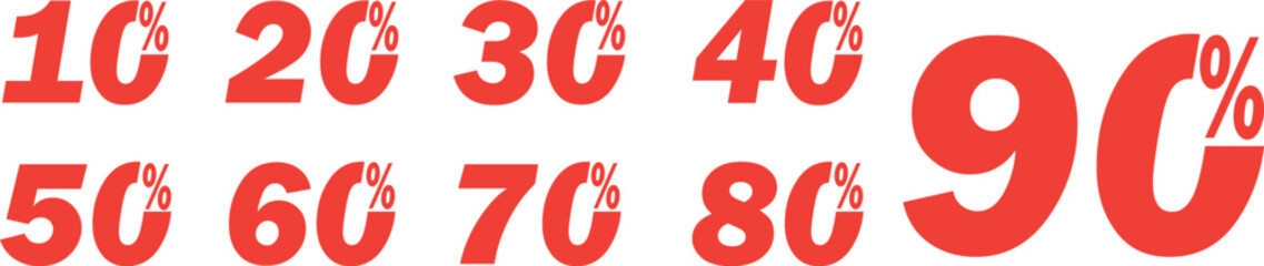 Obraz premium set of collection of discount numbers red color, Sale icons.