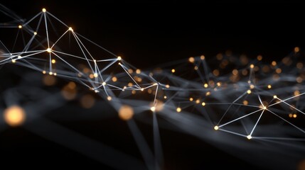 network connection graphic glowing nodes dark background future technology