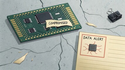 Circuit Board with Compromised Chip and Data Alert Illustration