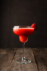 Strawberry margarita cocktail with berry slice. Cocktails and beverages.