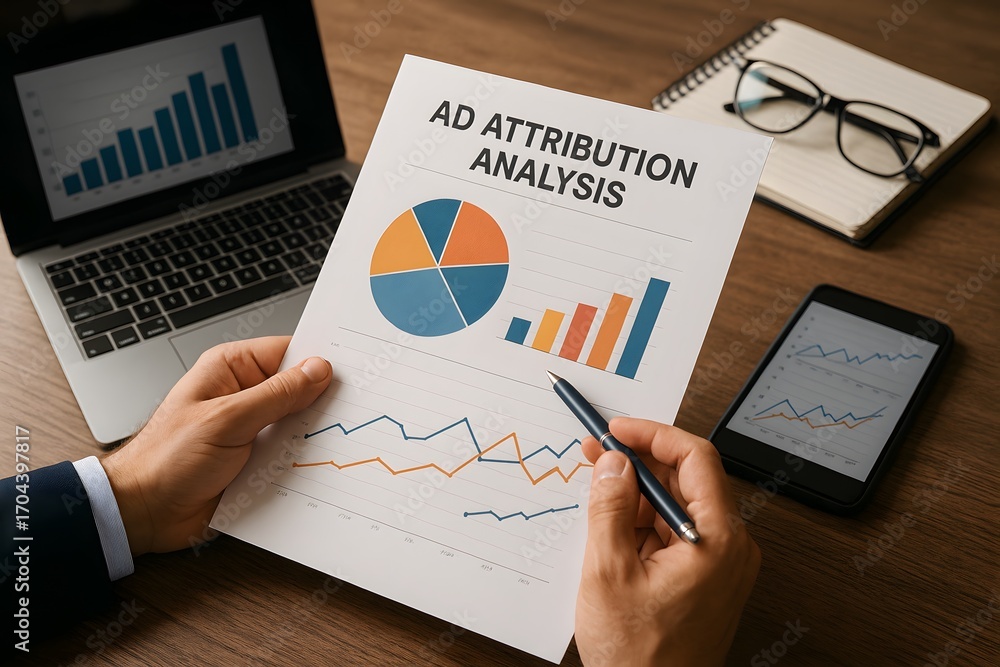 Aufkleber a detailed view of a professional analyzing business metrics and data analysis.
