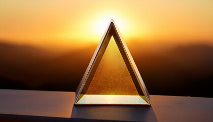 Golden Rectangular Prism At Sunset Wellness Product Mockup