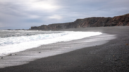 Views from the black sand beach of Djúpalónssandu, Iceland