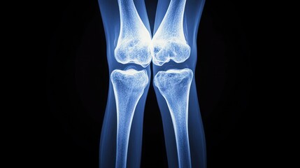 Human knee x ray close up on black background