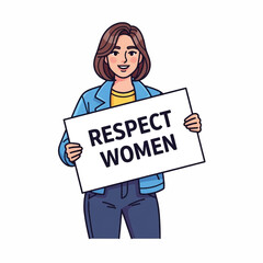 Woman Holding Sign Saying Respect Women Campaign