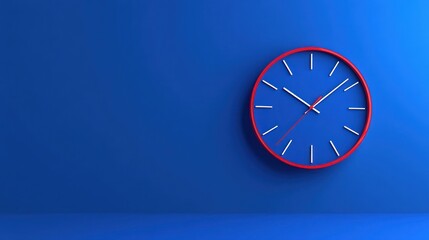 Modern blue clock on wall time management concept