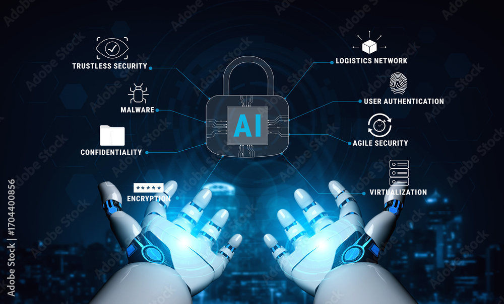 Poster artificial intelligence is the future of cybersecurity and advanced threat protection. the core of d