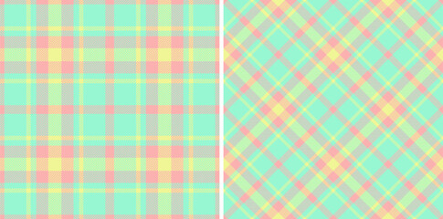 Seamless tartan vector of fabric check textile with a texture pattern background plaid. Set in summer colors for geometric unique identity design.