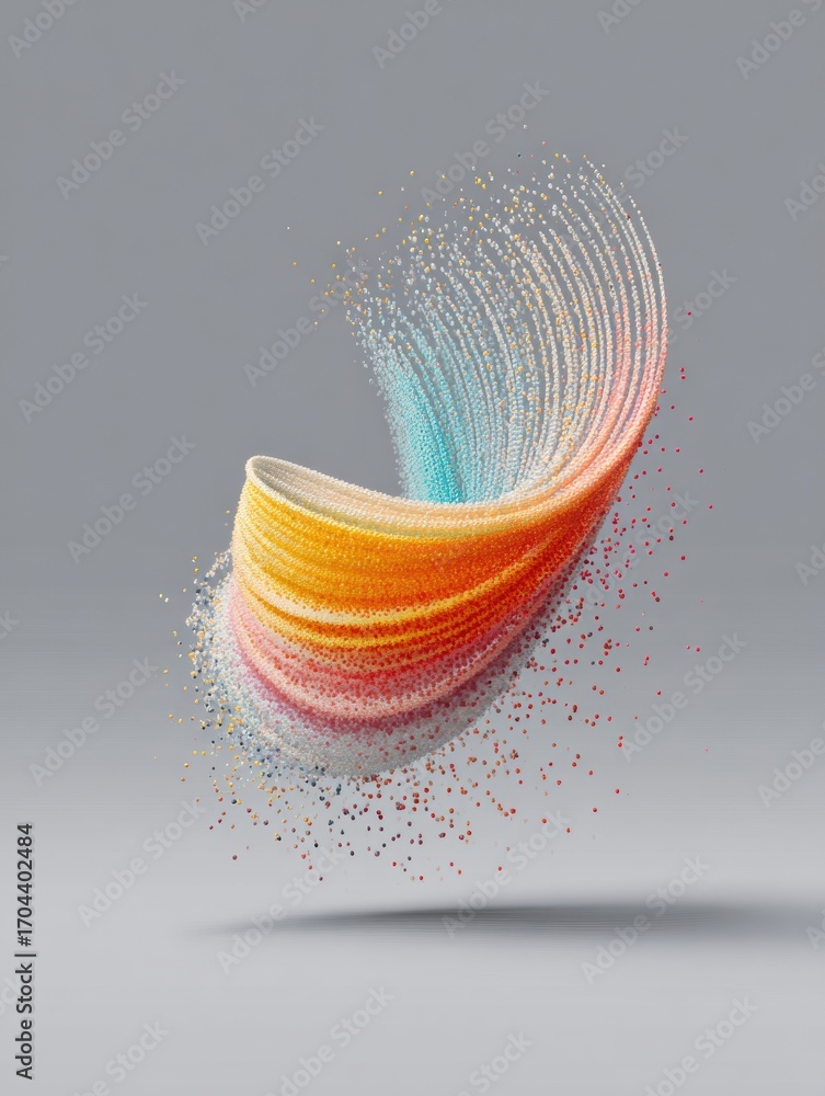 Poster colorful abstract swirl of fine particles creating a dynamic visual effect in a modern and minimalis