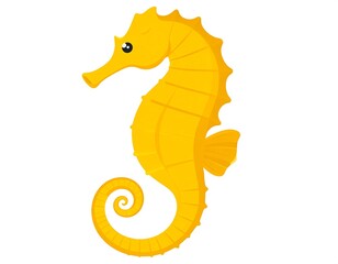 Fototapeta premium Cartoonish yellow seahorse