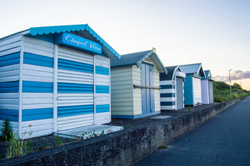Obraz premium Beach huts at Chapel Saint Leonards, Lincolshire