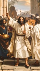 Religious scene, dramatic depiction of Jesus