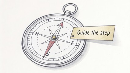 Vintage Compass Illustration with Guide the Step Tag
