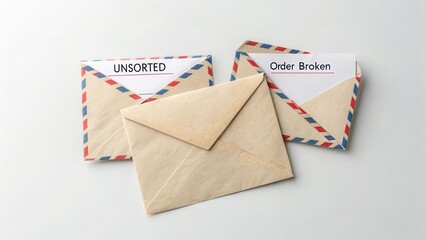 Vintage Envelopes with Lettering on White Background for Mail Concepts