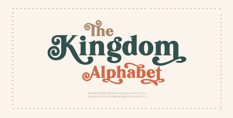 Luxury wedding alphabet letters font with tails. Typography elegant classic lettering serif fonts and number decorative vintage retro concept for logo branding. vector illustration

