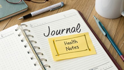 Organized Writing Space with Journal and Health Notes on Desk
