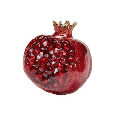 Close-up of a vibrant red pomegranate.  Detailed seeds, glossy finish