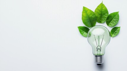 Green leaf light bulb renewable energy sustainability